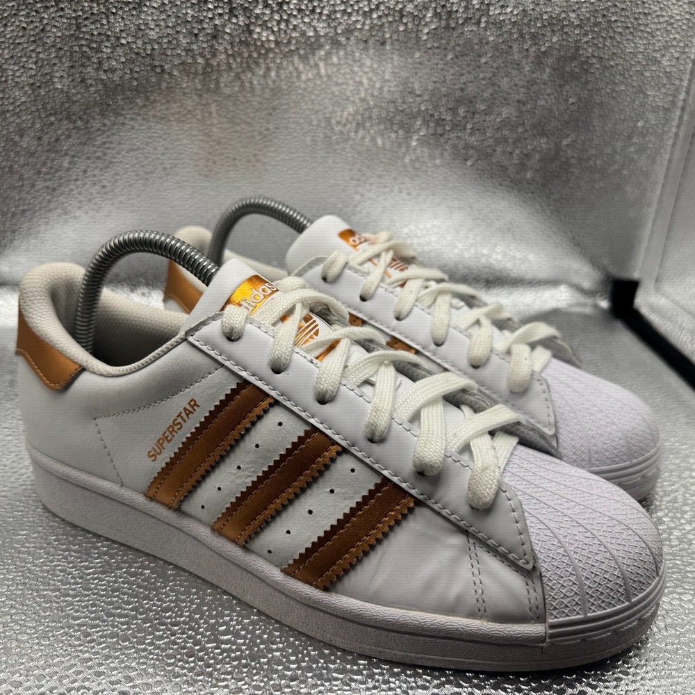 Size 7.5 Adidas Superstar White Copper Metallic Womens Sneaker Shoes FX7484